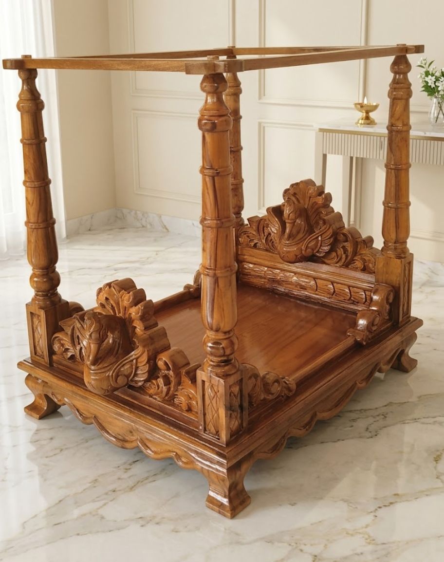 Naddu Gopal Handcrafted Teak Wood Bed