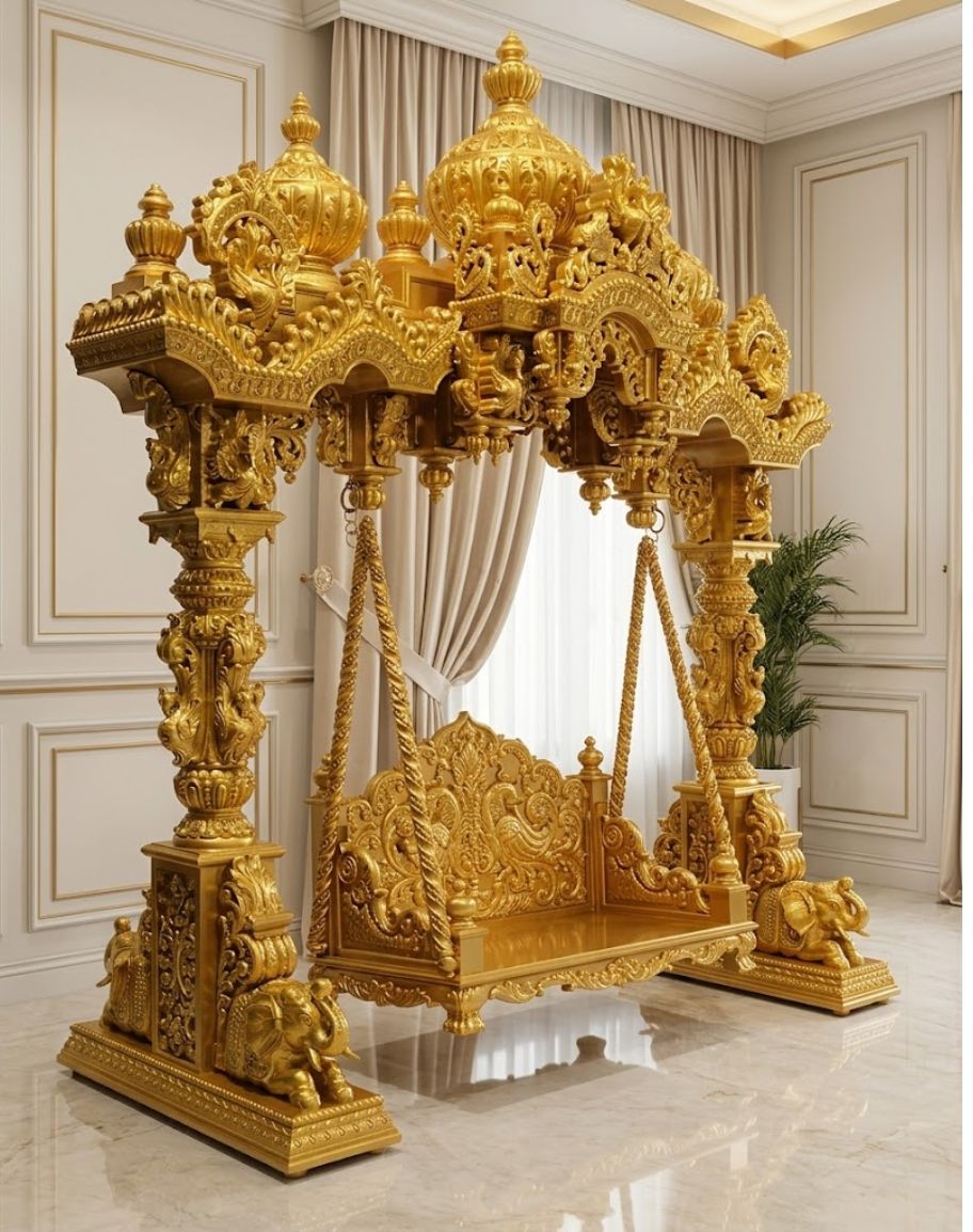 Handcrafted Wooden Krishna Jhula in Teak Wood
