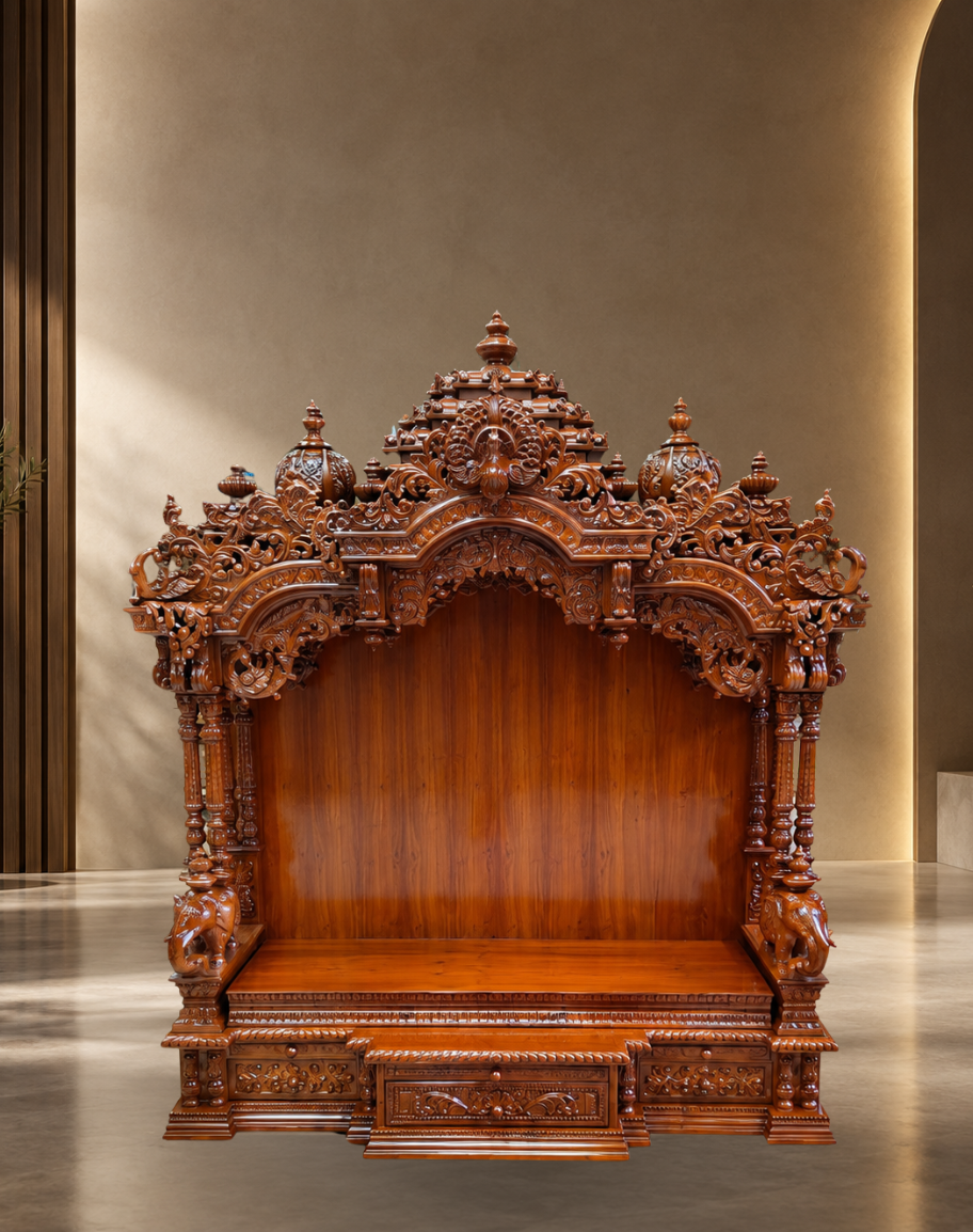 Handcrafted Grand Teak Wood Mandir