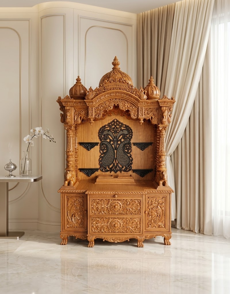 Handcrafted Decorative Teak Wood Temple