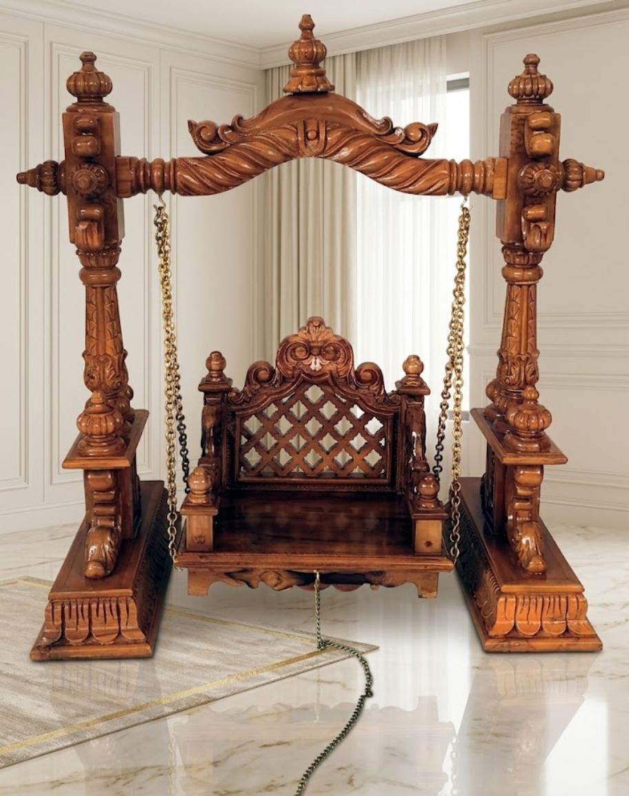 Handcrafted Krishna Swing (Naddu Gopal) in Teak Wood